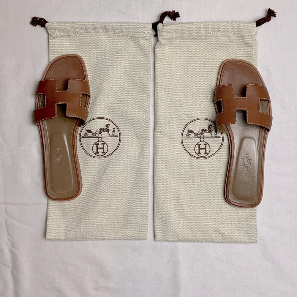 Authentic Oran Hermès Camel Sandals Size36.5